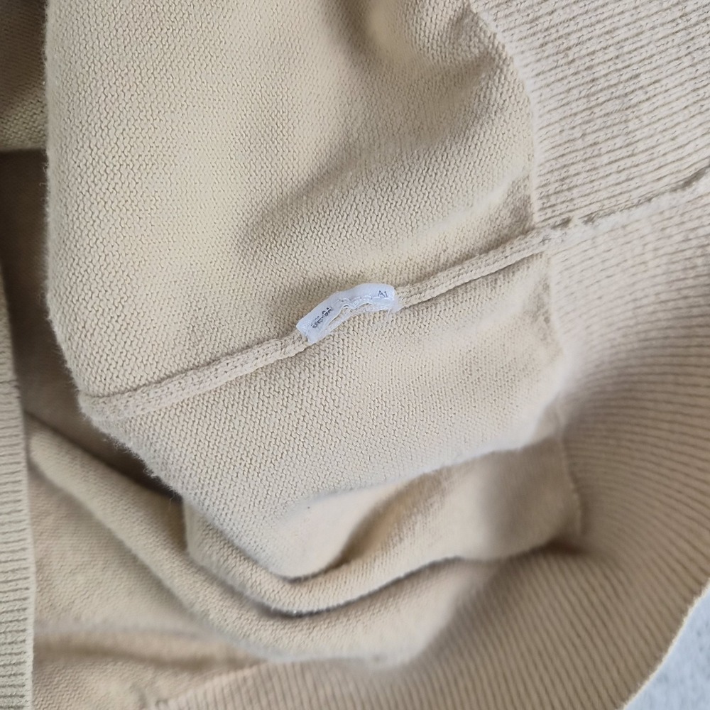 Tommy Hilfiger Sweater Mens Large Beige Knit 1/4 Zip Mock Neck Logo Pullover - Picture 10 of 11